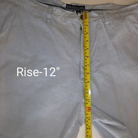 US POLO ASSN Men's Bermuda Golf Shorts Sz 42 Blue White Pinstripes 100% Cotton - Picture 9 of 16